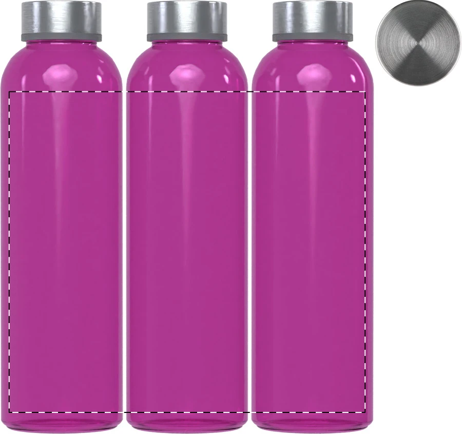 Konga sklenená flaša – pink – tlačová plocha – Obal