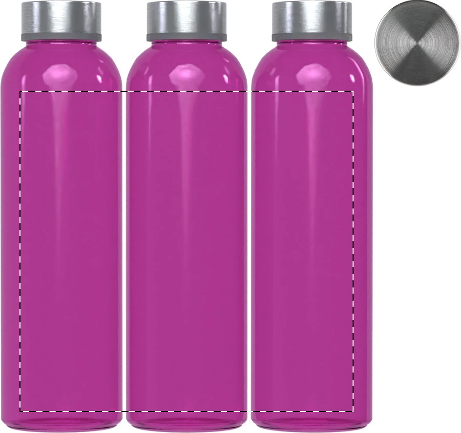 Konga sklenená flaša – pink – tlačová plocha – Celoplošná potlač – rotačná sieťotlač