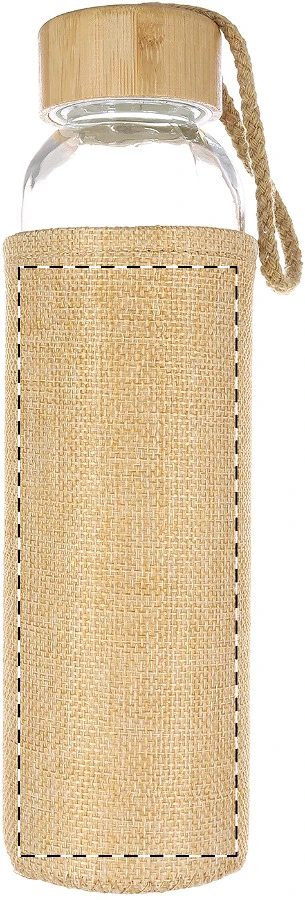 Korpok sklenená flaša – natural – tlačová plocha – Predná strana puzdra