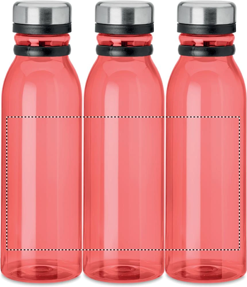 Fľaška z RPET, 780ml – transparentní červená – tlačová plocha – Dookola (rotačná sieťotlač)