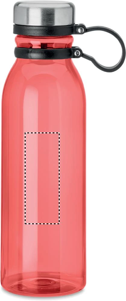 Fľaška z RPET, 780ml – transparentní červená – tlačová plocha – Predná strana