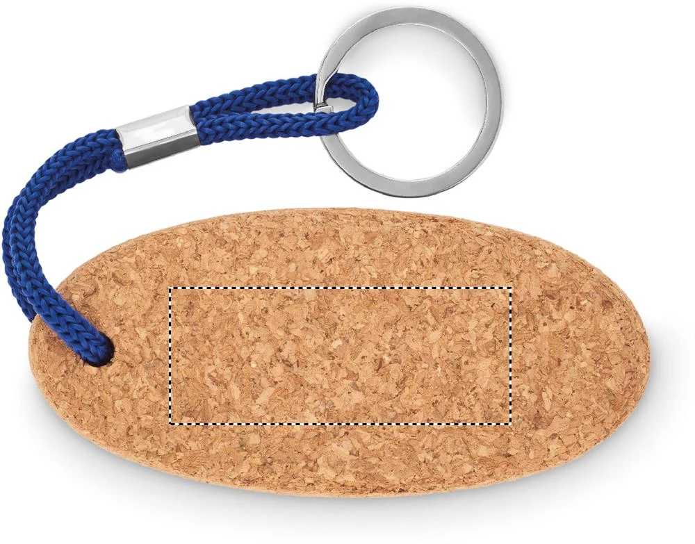 Plávajúca korková kľúčenka – královská modř – tlačová plocha – Bok 1
