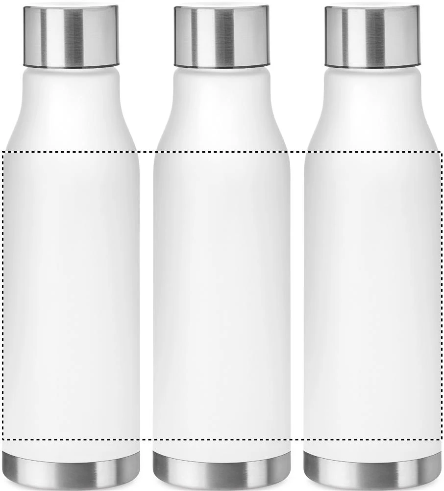 Fľaša z RPET, 600ml – transparentní bílá – tlačová plocha – Dookola 360°