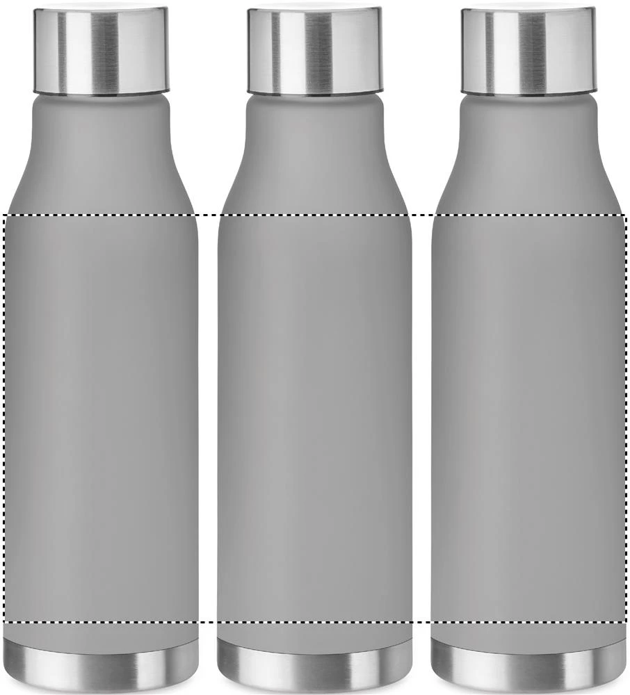 Fľaša z RPET, 600ml – transparentní šedá – tlačová plocha – Dookola 360°