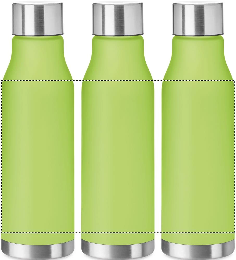Fľaša z RPET, 600ml – transparentní limetka – tlačová plocha – Dookola 360°
