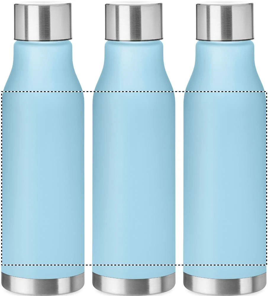 Fľaša z RPET, 600ml – transparentní světle modrá – tlačová plocha – Dookola 360°
