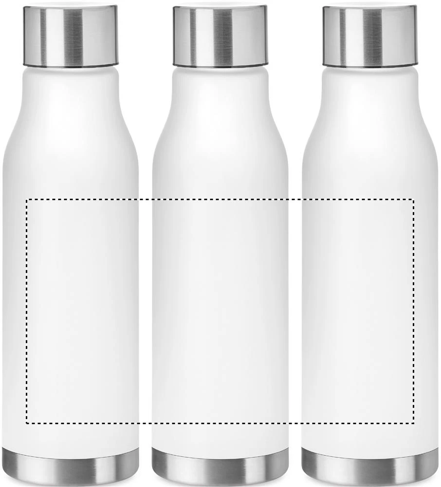 Fľaša z RPET, 600ml – transparentní bílá – tlačová plocha – Dookola (rotačná sieťotlač)