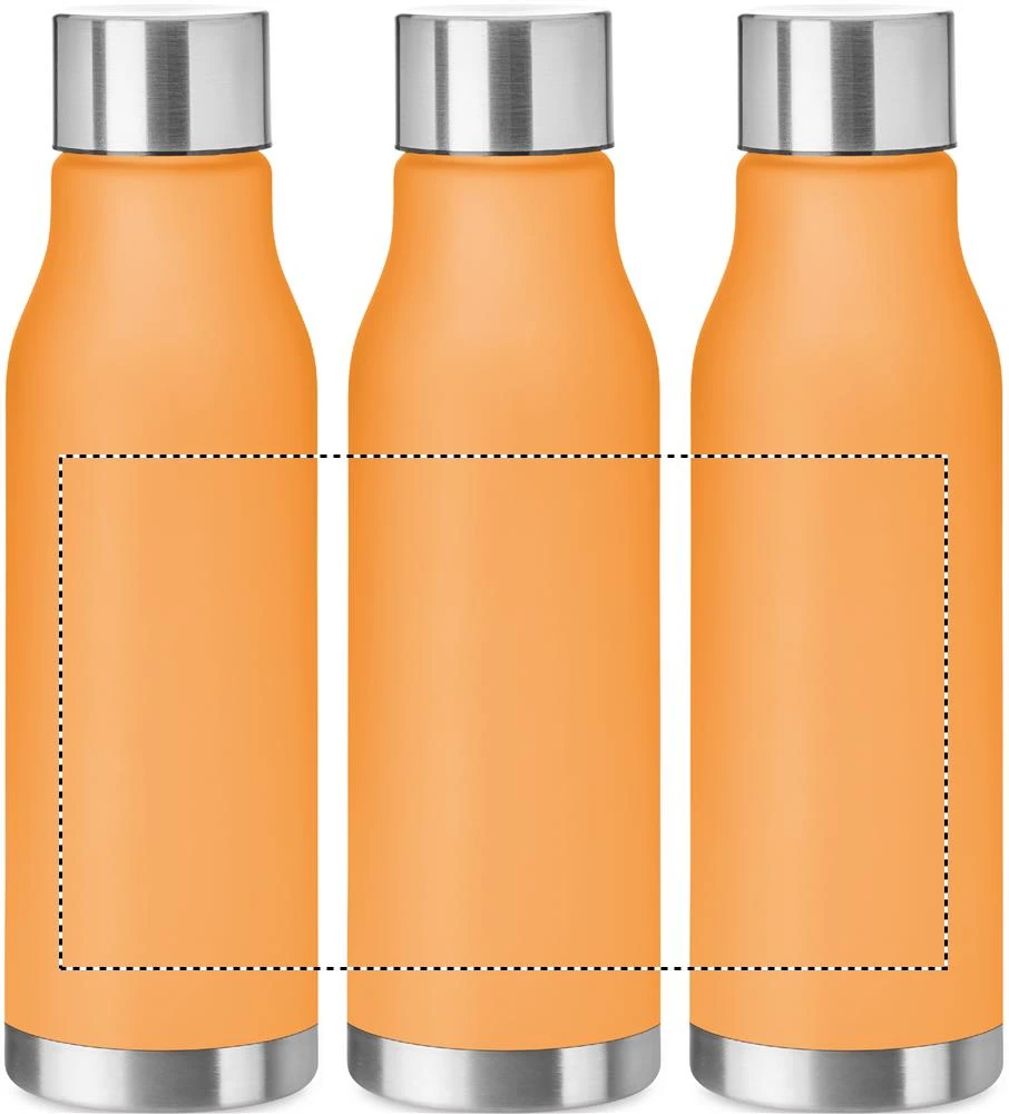 Fľaša z RPET, 600ml – transparentní oranžová – tlačová plocha – Dookola (rotačná sieťotlač)