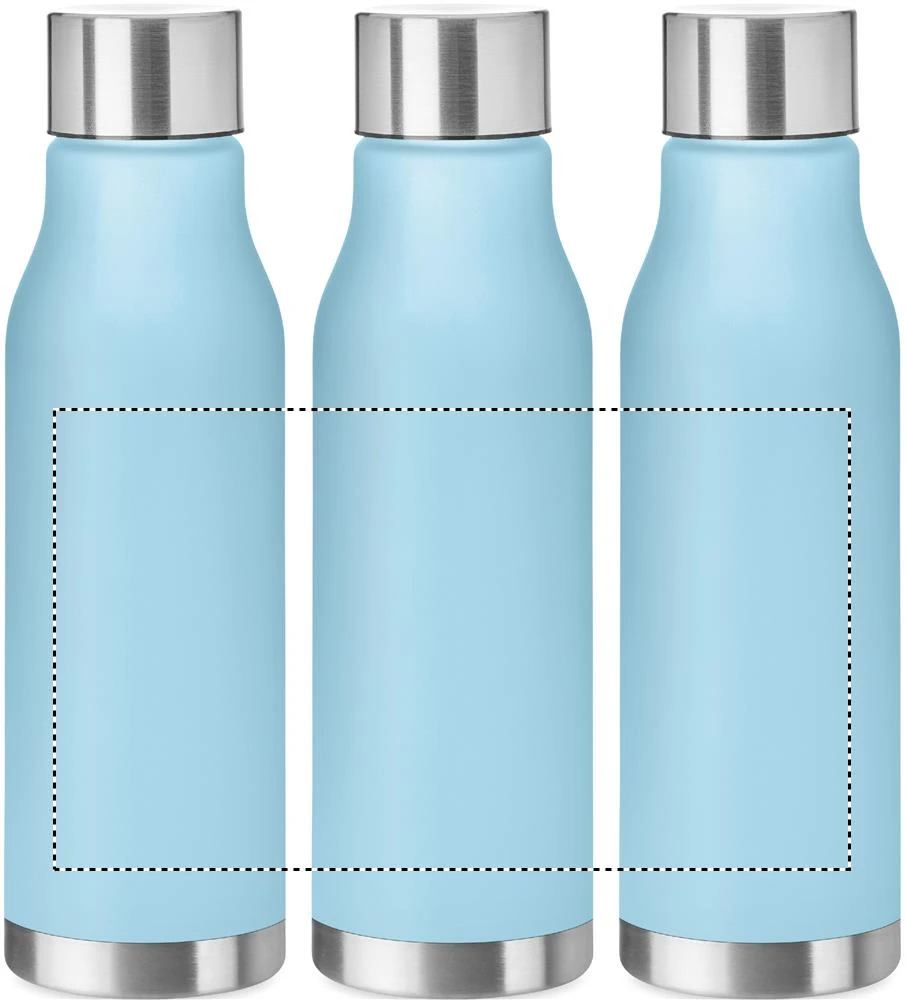 Fľaša z RPET, 600ml – transparentní světle modrá – tlačová plocha – Dookola (rotačná sieťotlač)
