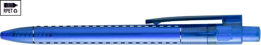 Itini RPET guľôčkové pero – blue – tlačová plocha – Na telo - pre praváka