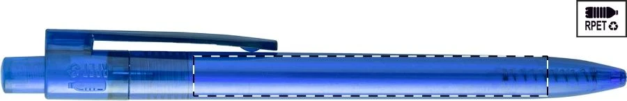 Itini RPET guľôčkové pero – blue – tlačová plocha – Na telo - pre ľaváka