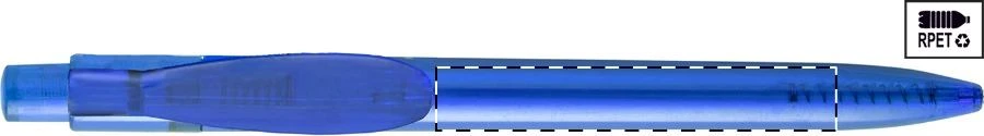 Itini RPET guľôčkové pero – blue – tlačová plocha – Na telo v línii s klipom