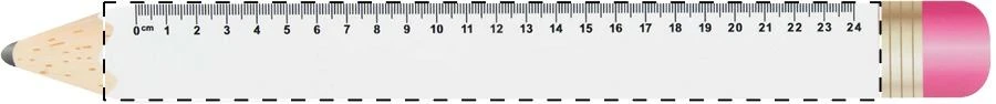 Sharpy 24 24 cm pravítko, ceruza – white – tlačová plocha – Predná strana