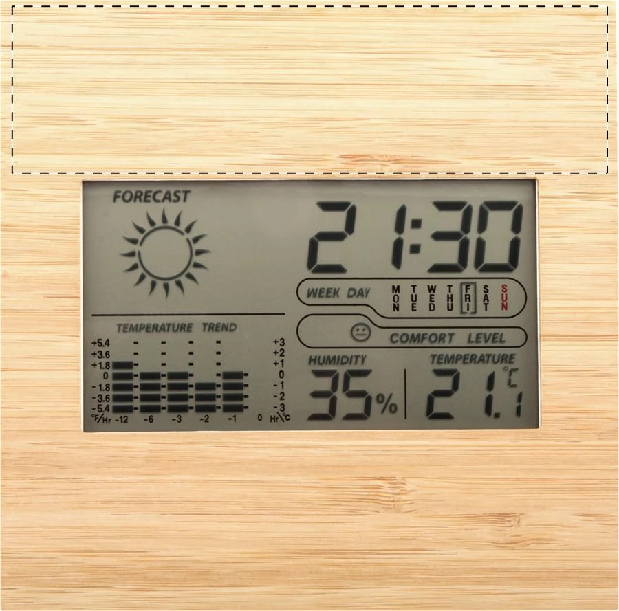 Boocast bambusová meteorologická stanica – natural – tlačová plocha – Predná strana - vrchná časť