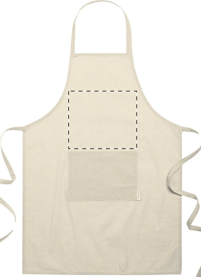 Cuoco bavlnená zástera – beige – tlačová plocha – Nad vreckom