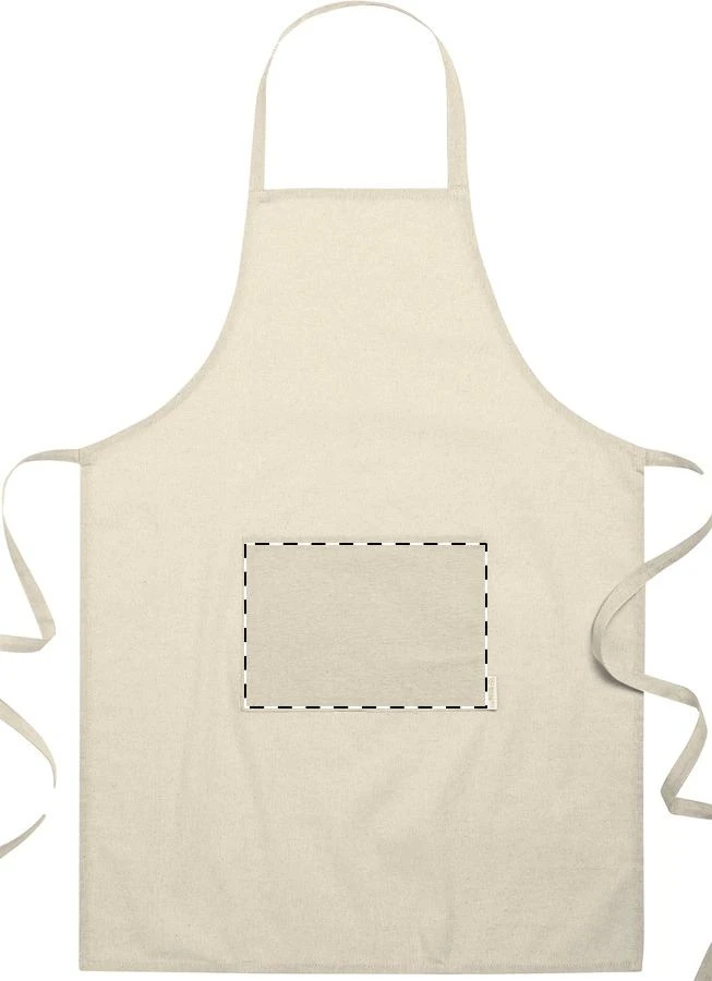 Cuoco bavlnená zástera – beige – tlačová plocha – Vrecko