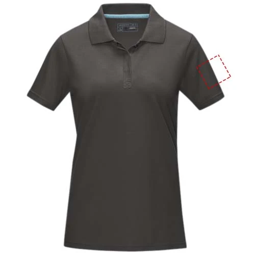 Graphite dámska polokošeľa z organického materiálu - Elevate – bouřková šedá – tlačová plocha – Ľavý biceps