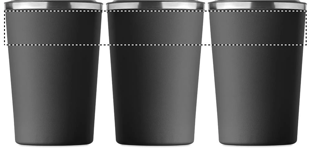 Dvojstenný pohárik 350ml – černá – tlačová plocha – 360 LASER