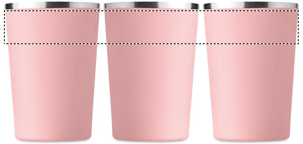Dvojstenný pohárik 350ml – dětská růžová – tlačová plocha – 360 LASER