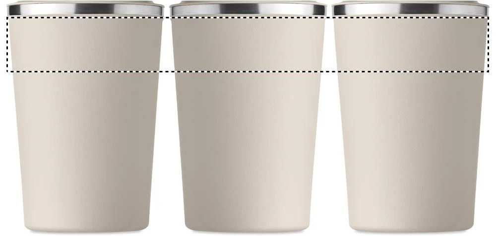 Dvojstenný pohárik 350ml – béžová – tlačová plocha – 360 LASER