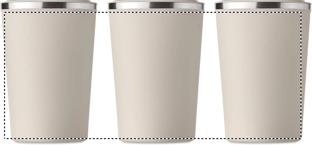 Dvojstenný pohárik 350ml – béžová – tlačová plocha – Dookola 360° – digitálna tlač