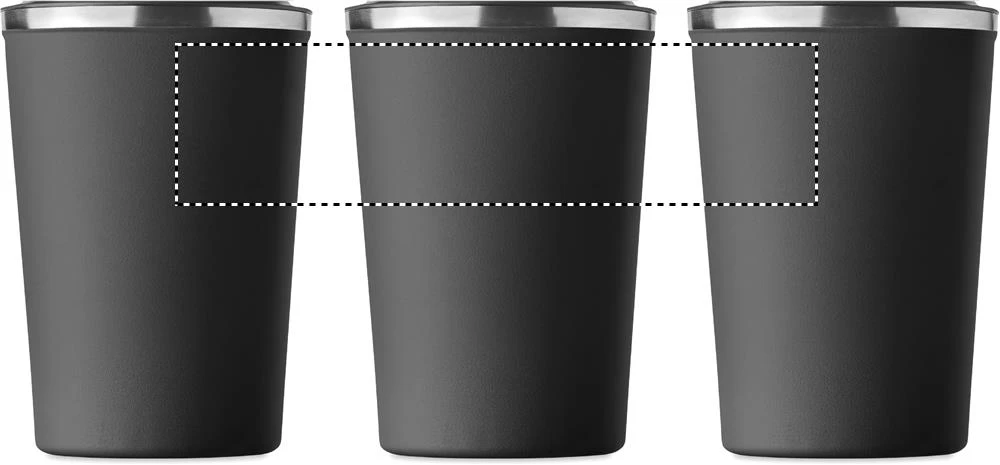 Dvojstenný pohárik 350ml – černá – tlačová plocha – Dookola (rotačná sieťotlač)