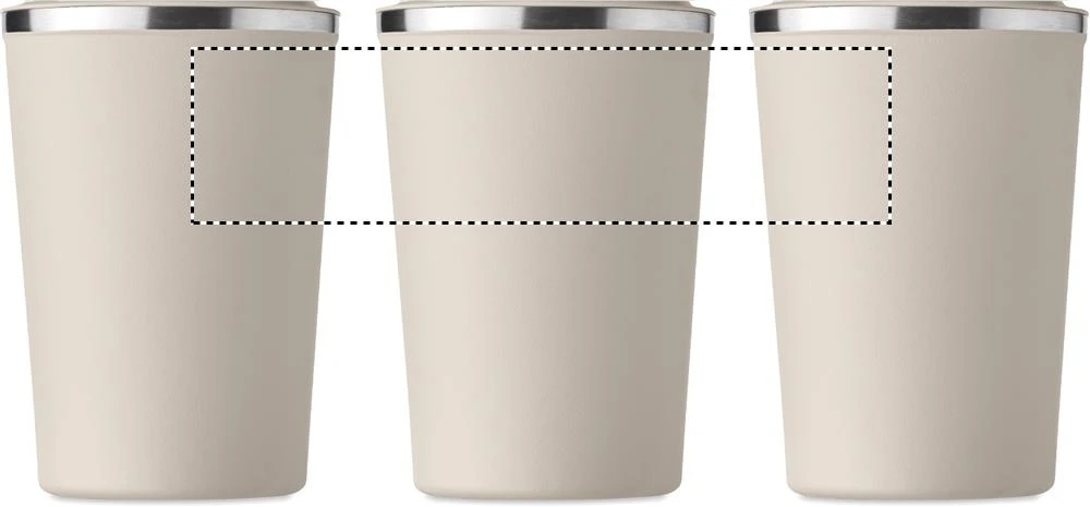 Dvojstenný pohárik 350ml – béžová – tlačová plocha – Dookola (rotačná sieťotlač)