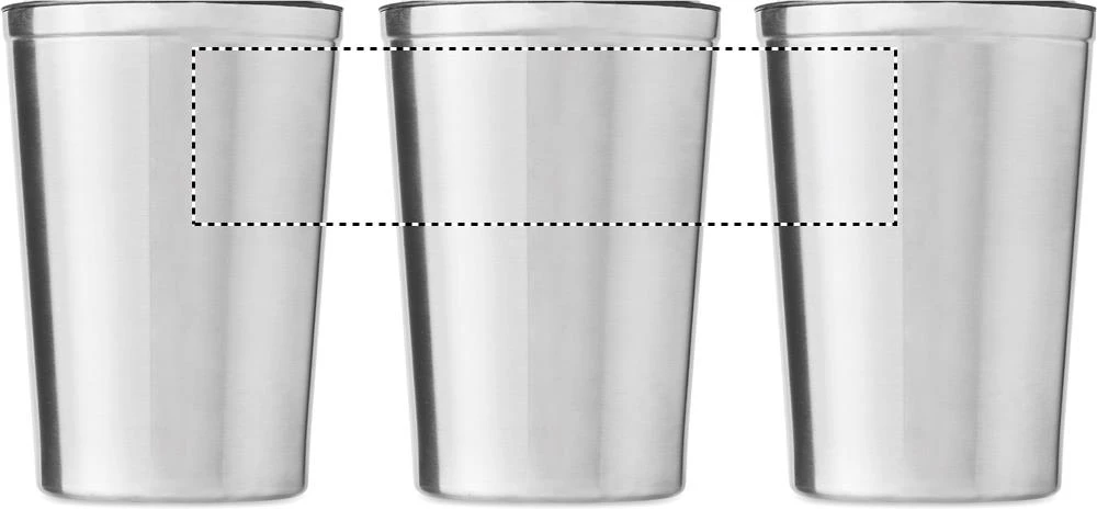 Dvojstenný pohárik 350ml – matná stříbrná – tlačová plocha – Dookola (rotačná sieťotlač)