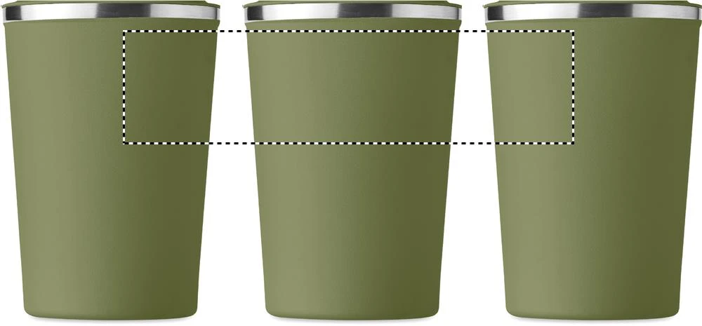 Dvojstenný pohárik 350ml – tmavě zelená – tlačová plocha – Dookola (rotačná sieťotlač)