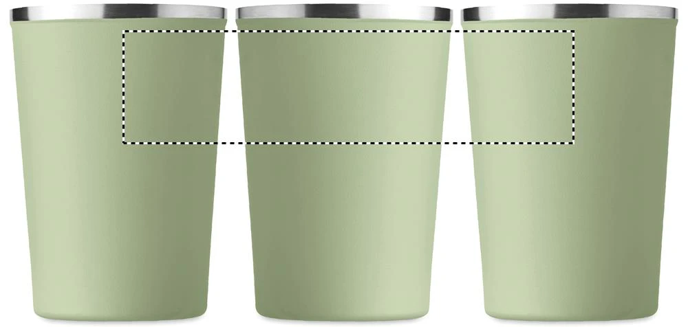 Dvojstenný pohárik 350ml – mátově zelená – tlačová plocha – Dookola (rotačná sieťotlač)