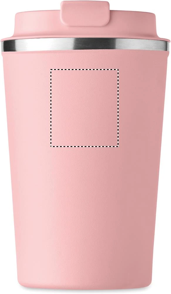 Dvojstenný pohárik 350ml – dětská růžová – tlačová plocha – Predná strana hore