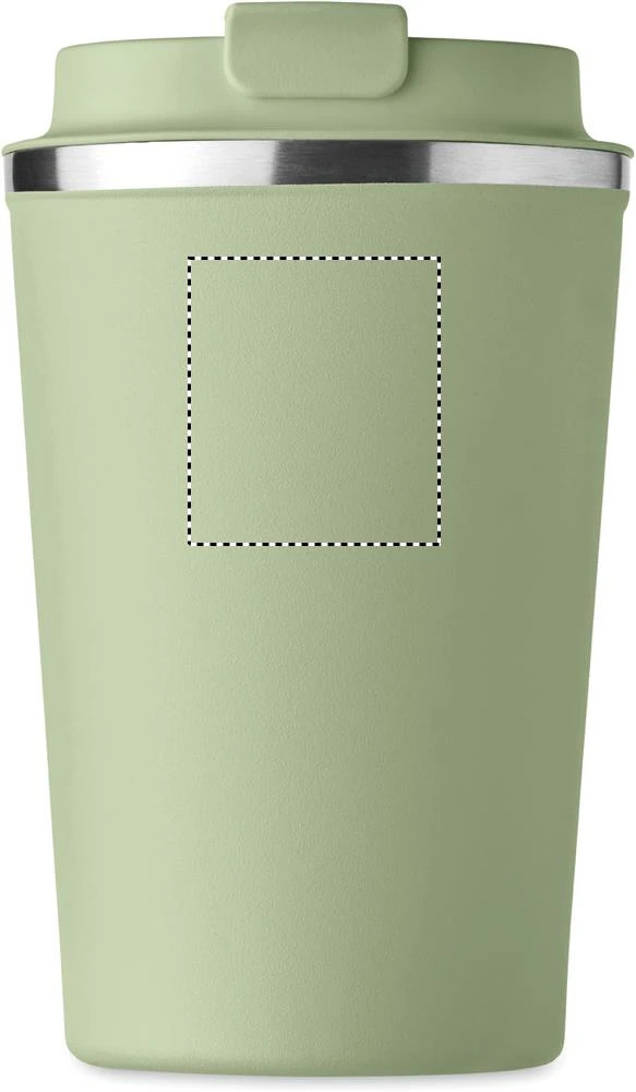 Dvojstenný pohárik 350ml – mátově zelená – tlačová plocha – Predná strana hore