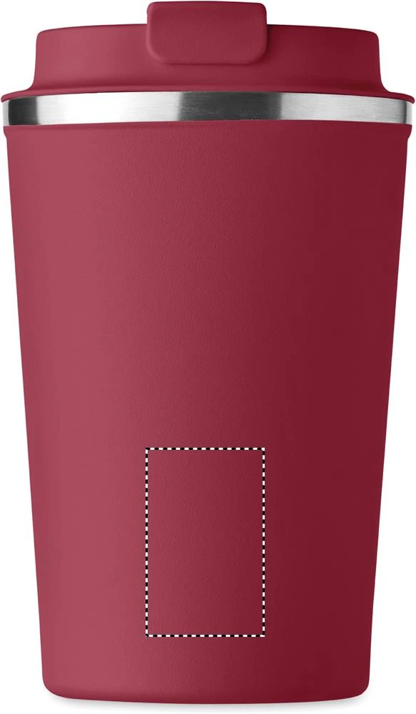 Dvojstenný pohárik 350ml – vínová – tlačová plocha – Predná strana dole