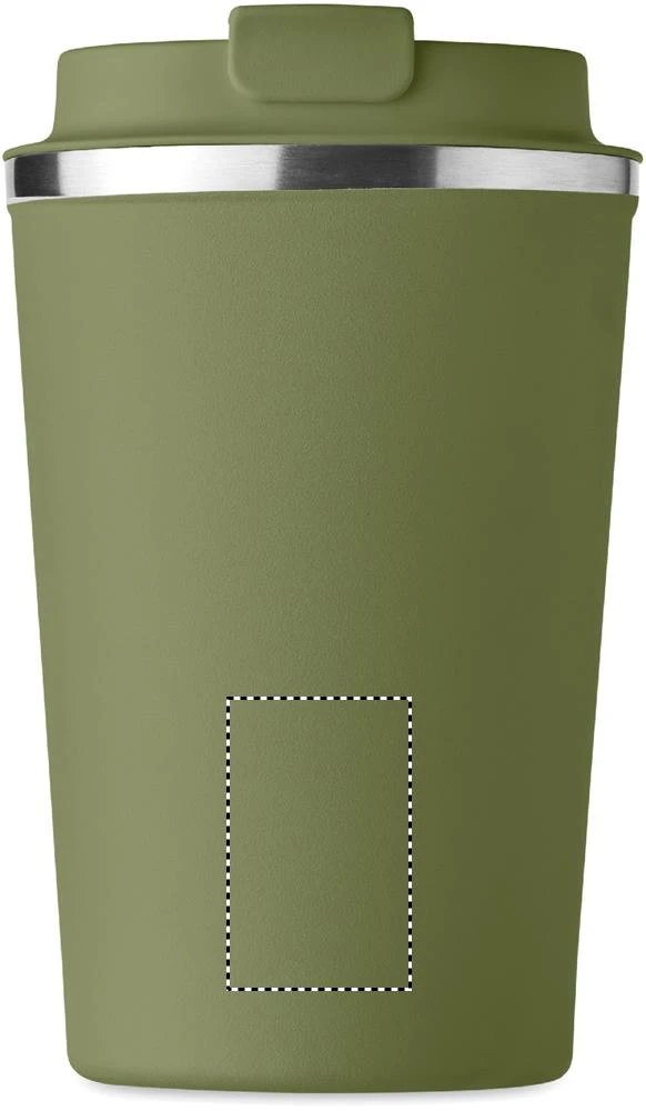 Dvojstenný pohárik 350ml – tmavě zelená – tlačová plocha – Predná strana dole