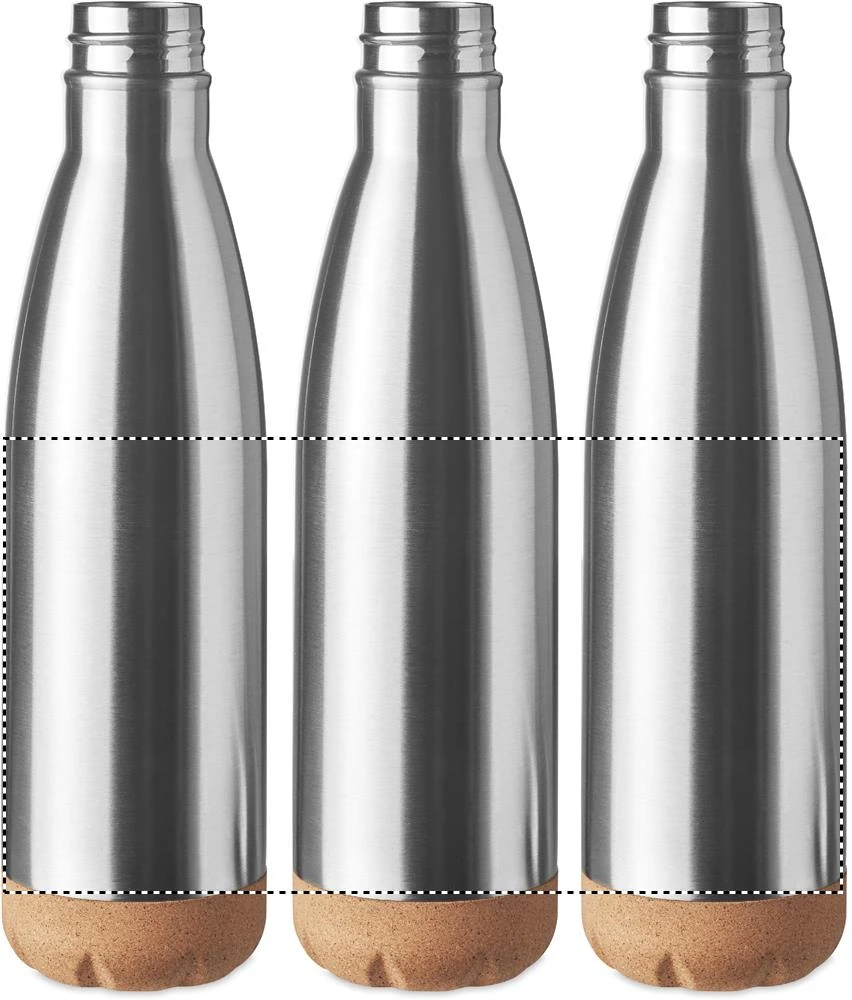 Fľaška s dvojitou stenou 600ml – matná stříbrná – tlačová plocha – Dookola 360°
