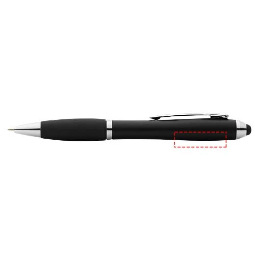 Guľôčkové pero a stylus Nash s čiernym úchopom – černá – tlačová plocha – Najširšia časť tela