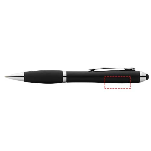 Guľôčkové pero a stylus Nash s čiernym úchopom – černá – tlačová plocha – Po obvode