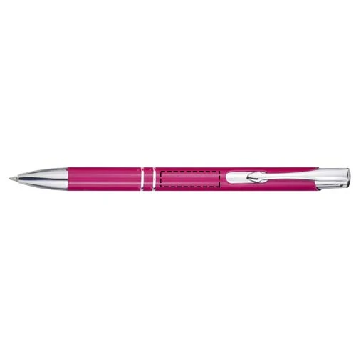 Guľôčkové pero Moneta – magenta – tlačová plocha – Vedľa klipu