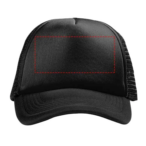 Čiapka Trucker, 5 panelov – černá – tlačová plocha – Predná strana