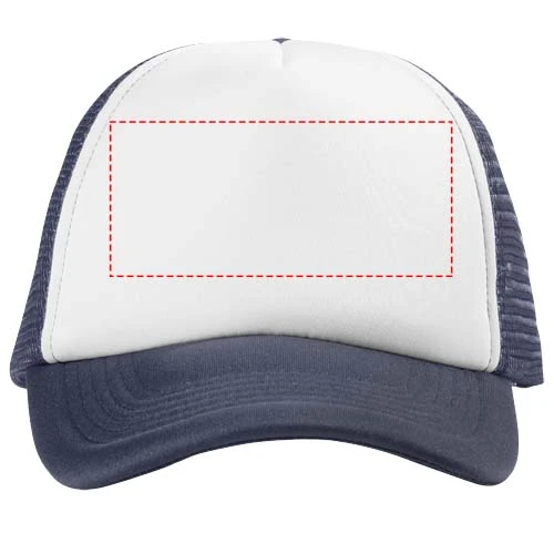 Čiapka Trucker, 5 panelov – námornícka modrá – tlačová plocha – Predná strana