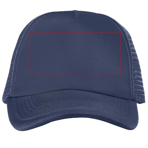 Čiapka Trucker, 5 panelov – námornícka modrá – tlačová plocha – Predná strana