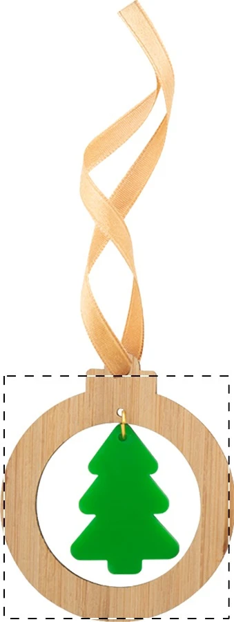 DoubleTree vianočná ozdoba, stromček – natural – tlačová plocha – Drevená časť - predná strana