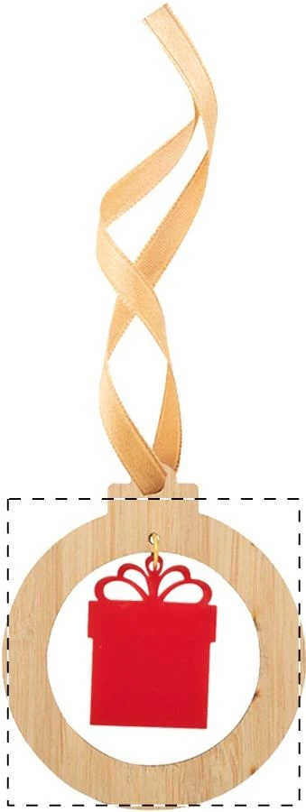 DoubleTree vianočná ozdoba, stromček – natural – tlačová plocha – Drevená časť - predná strana