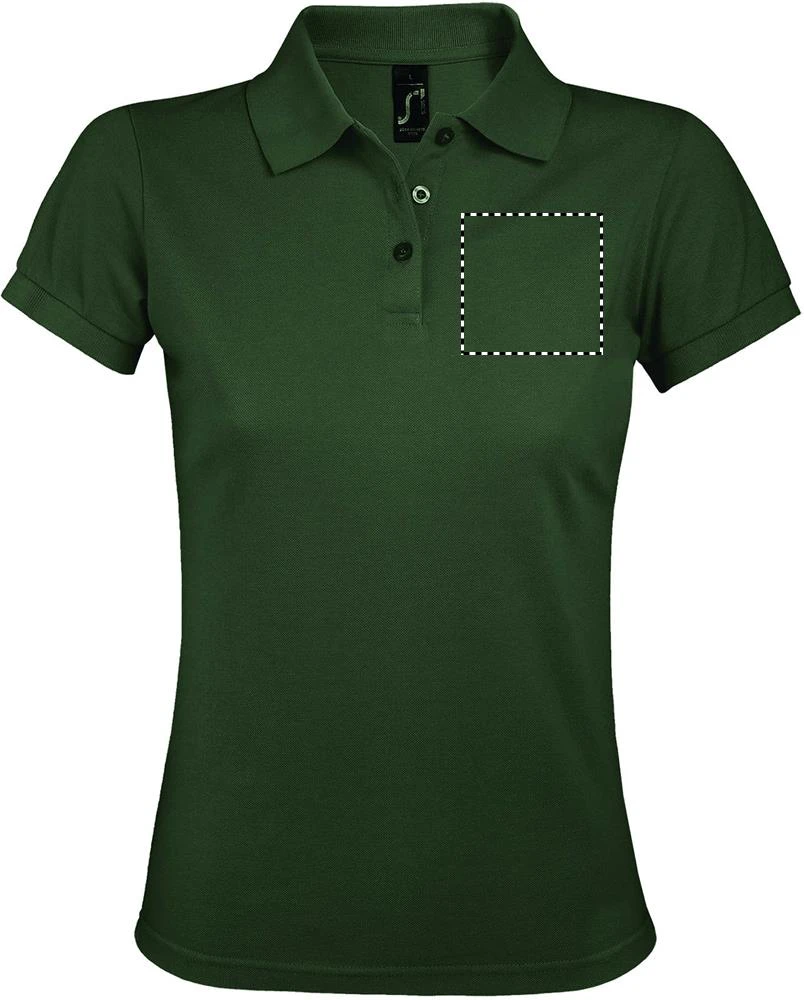 PRIME WOMEN POLO 200gr - Sol's – kelly green – tlačová plocha – Hruď