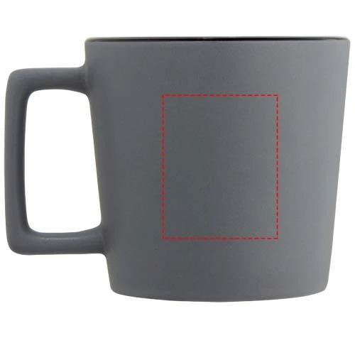 Keramický hrnček s objemom 370 ml s matným povrchom Cali – černá – tlačová plocha – Zadná strana