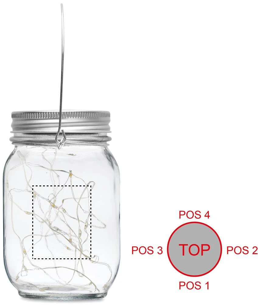 Solárna vonkajšia lampa – transparentní – tlačová plocha – Bok 3