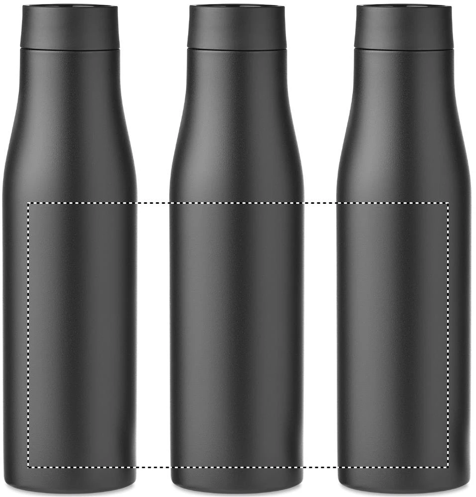 Dvojstenná fľaša 600ml – černá – tlačová plocha – Dookola 360°