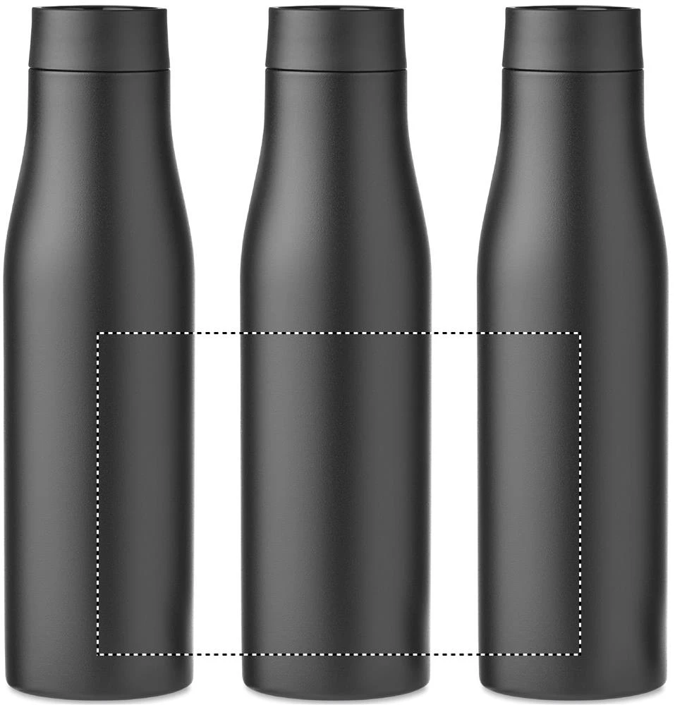 Dvojstenná fľaša 600ml – černá – tlačová plocha – Dookola (rotačná sieťotlač)
