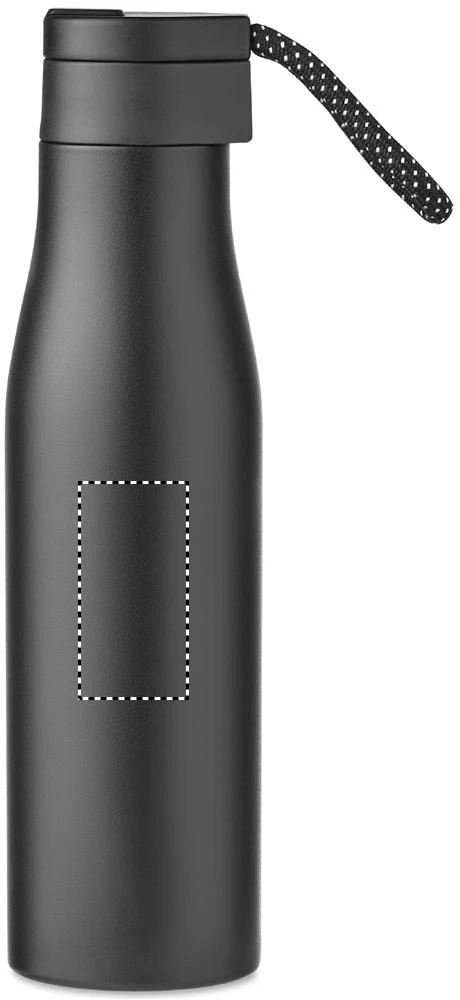 Dvojstenná fľaša 600ml – černá – tlačová plocha – Predná strana