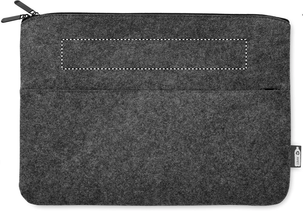 Taška na notebook z RPET plsti – kamenně šedá – tlačová plocha – Predná strana – vrch